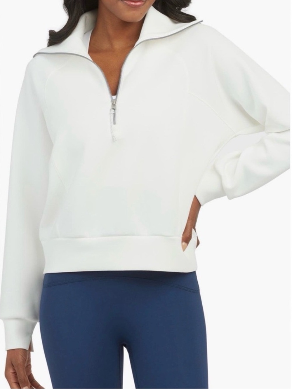 SPANX Air Essentials White Half-Zip Pullover Sweatshirt